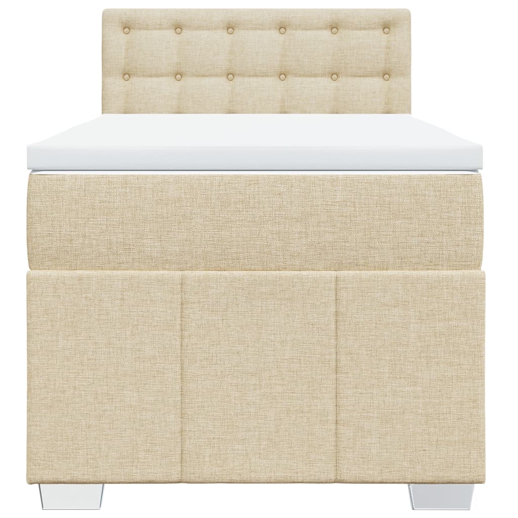 vidaXL Κρεβάτι Boxspring με Στρώμα Κρεμ 90x190 εκ.Υφασμάτινο