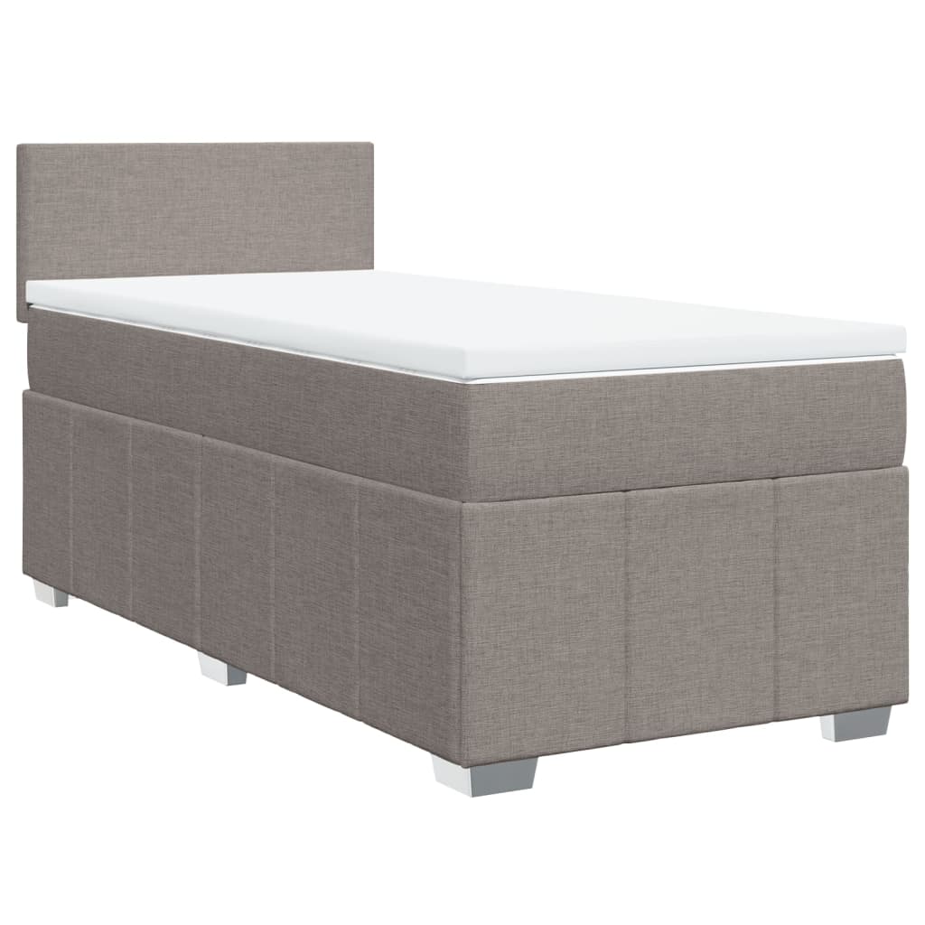 vidaXL Κρεβάτι Boxspring με Στρώμα Taupe 90x200 εκ. Υφασμάτινο