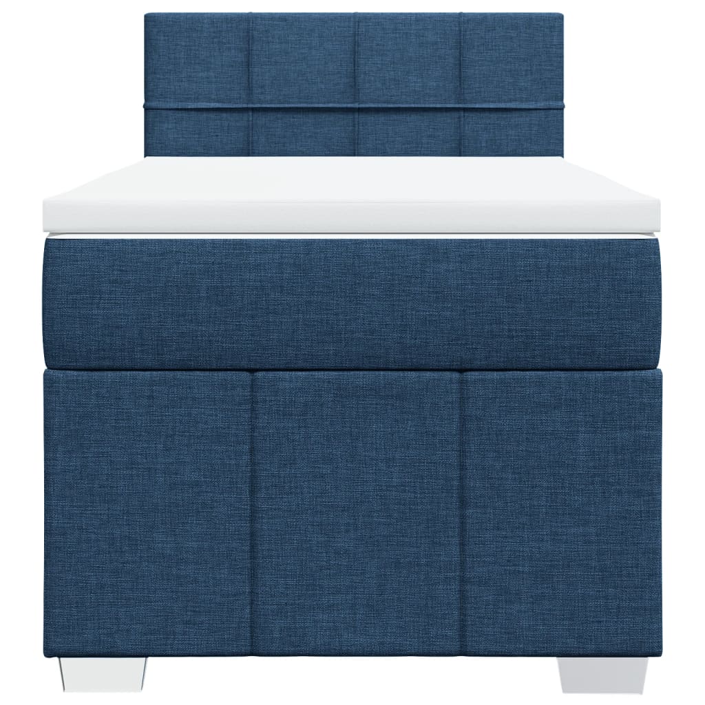 vidaXL Κρεβάτι Boxspring με Στρώμα Μπλε 90x200 εκ.Υφασμάτινο