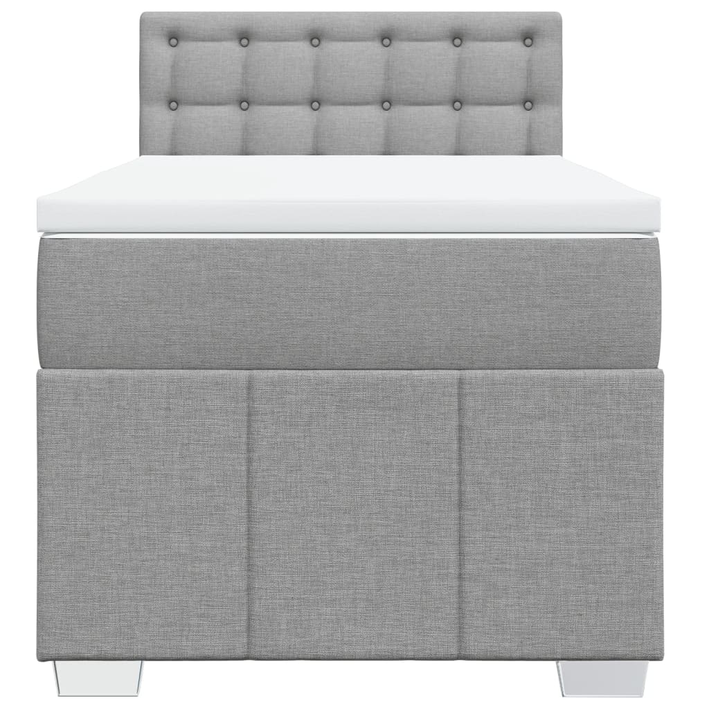 vidaXL Κρεβάτι Boxspring με Στρώμα Ανοιχτό Γκρι 90x200 εκ. Υφασμάτινο