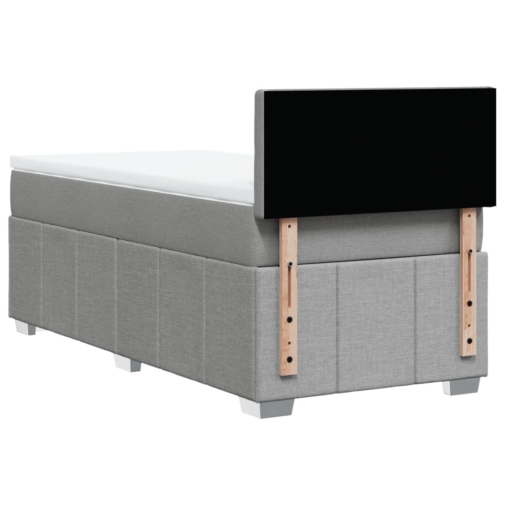 vidaXL Κρεβάτι Boxspring με Στρώμα Ανοιχτό Γκρι 90x200 εκ. Υφασμάτινο