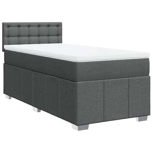 vidaXL Κρεβάτι Boxspring με Στρώμα Σκούρο Γκρι 90x200 εκ. Υφασμάτινο