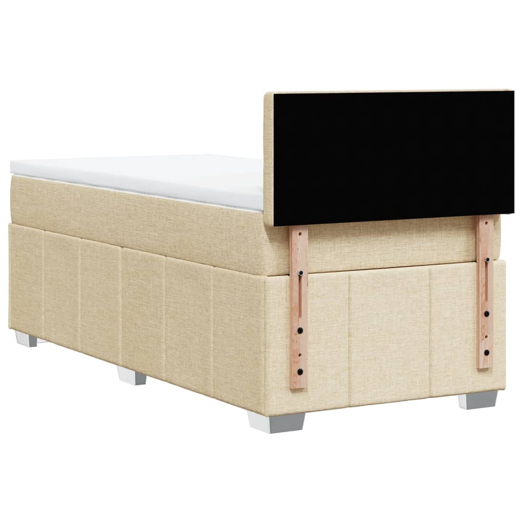 vidaXL Κρεβάτι Boxspring με Στρώμα Κρεμ 90x200 εκ.Υφασμάτινο