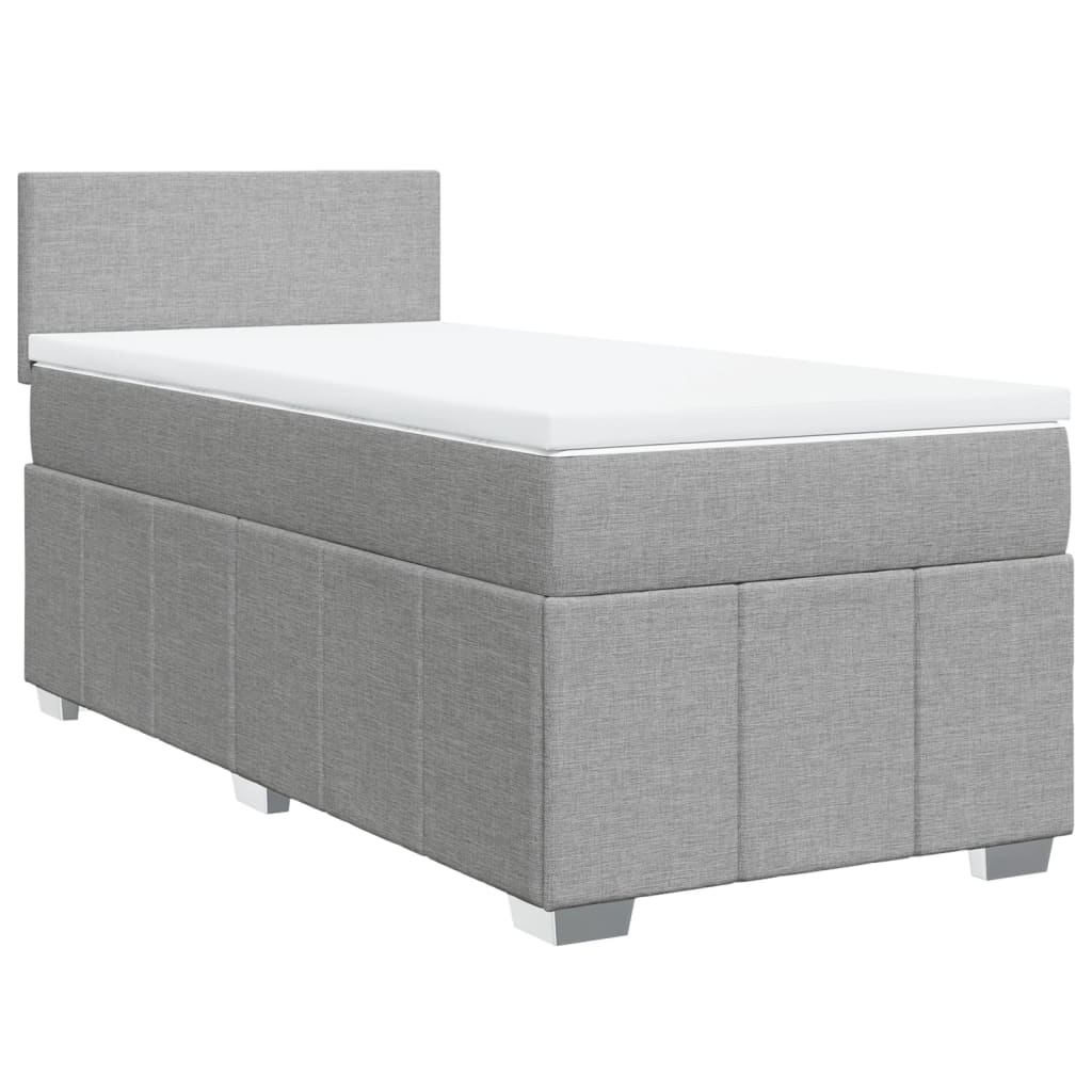 vidaXL Κρεβάτι Boxspring με Στρώμα Ανοιχτό Γκρι 100x200 εκ. Υφασμάτινο