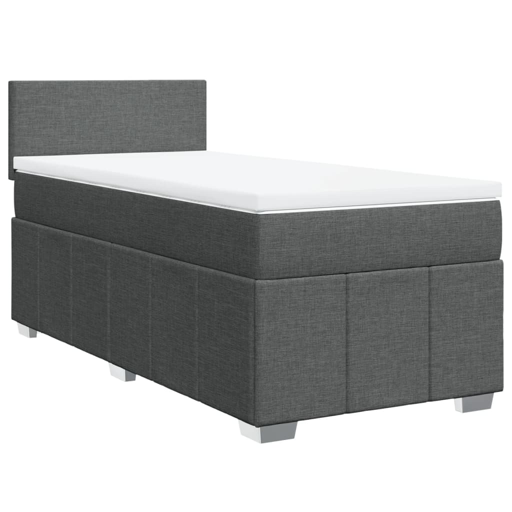 vidaXL Κρεβάτι Boxspring με Στρώμα Σκούρο Γκρι 100x200 εκ. Υφασμάτινο