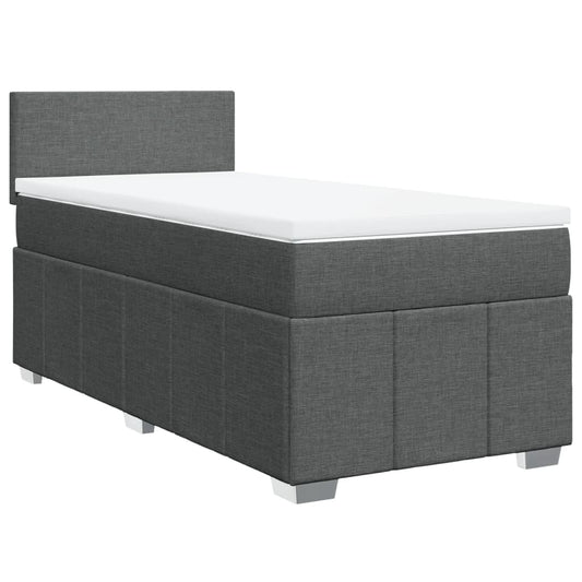 vidaXL Κρεβάτι Boxspring με Στρώμα Σκούρο Γκρι 100x200 εκ. Υφασμάτινο