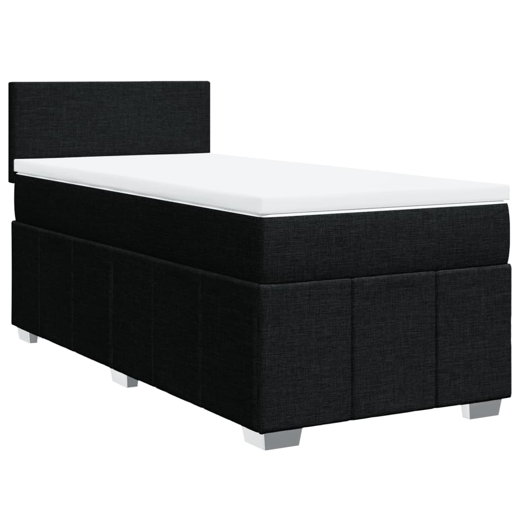 vidaXL Κρεβάτι Boxspring με Στρώμα Μαύρο 100 x 200 εκ. Υφασμάτινο