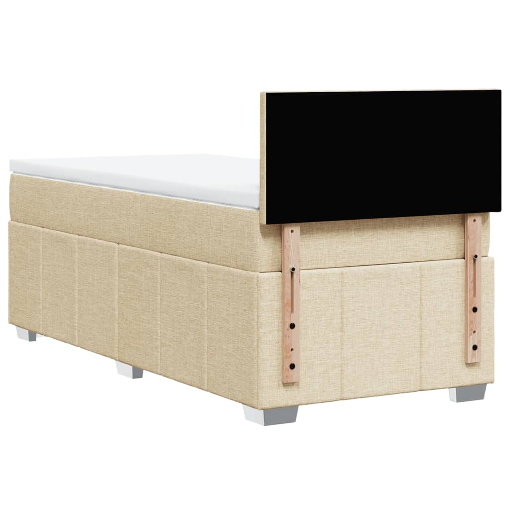 vidaXL Κρεβάτι Boxspring με Στρώμα Κρεμ 100 x 200 εκ. Υφασμάτινο