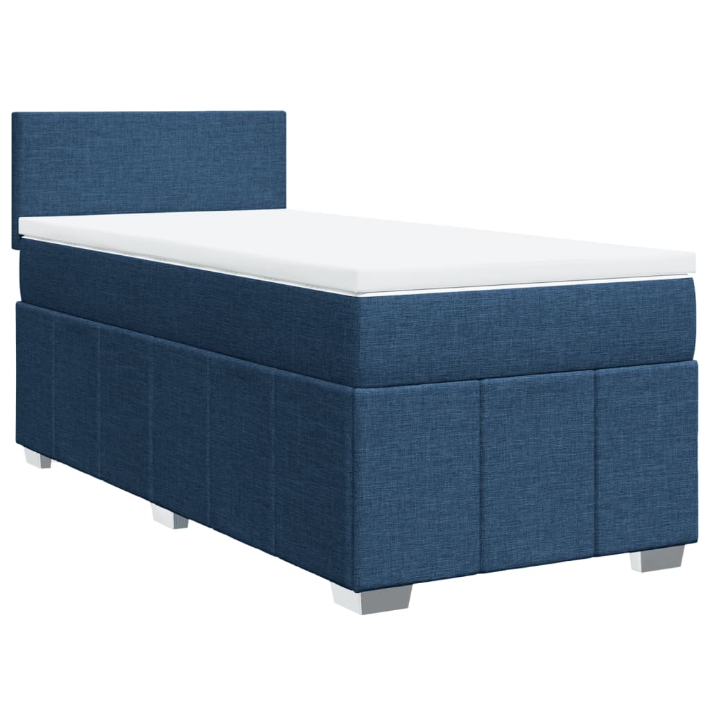 vidaXL Κρεβάτι Boxspring με Στρώμα Μπλε 100 x 200 εκ. Υφασμάτινο