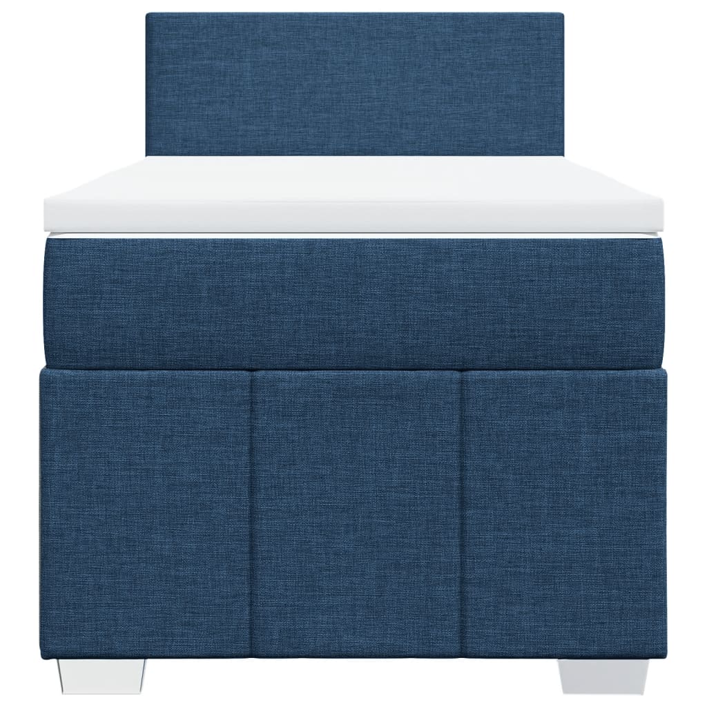 vidaXL Κρεβάτι Boxspring με Στρώμα Μπλε 100 x 200 εκ. Υφασμάτινο