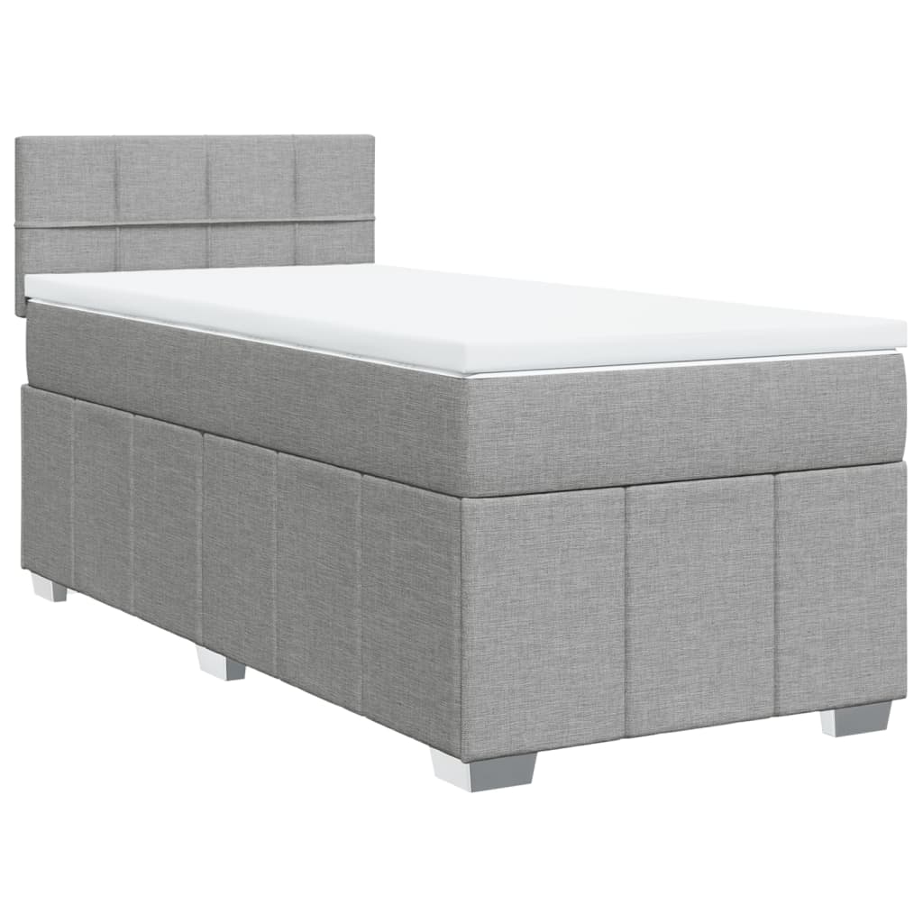 vidaXL Κρεβάτι Boxspring με Στρώμα Ανοιχτό Γκρι 100x200 εκ. Υφασμάτινο