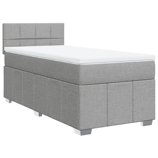 vidaXL Κρεβάτι Boxspring με Στρώμα Ανοιχτό Γκρι 100x200 εκ. Υφασμάτινο