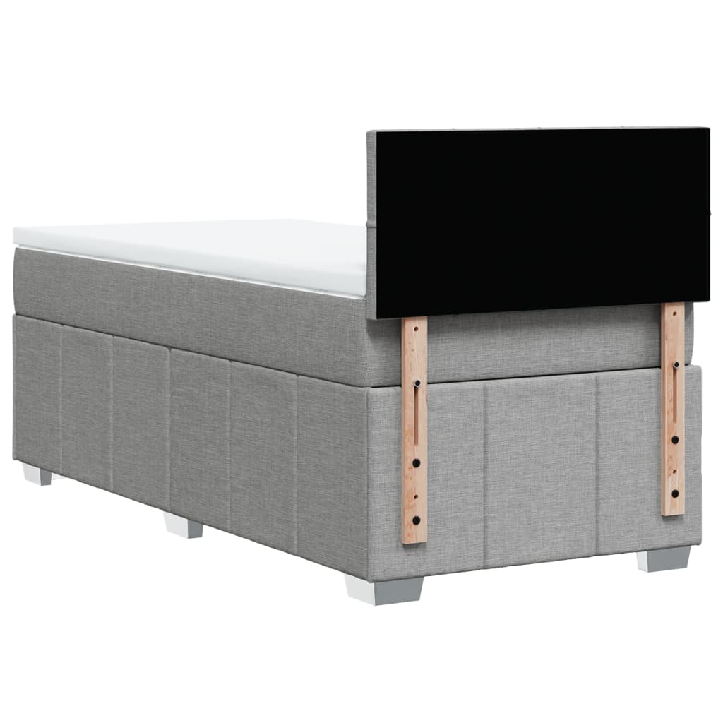 vidaXL Κρεβάτι Boxspring με Στρώμα Ανοιχτό Γκρι 100x200 εκ. Υφασμάτινο
