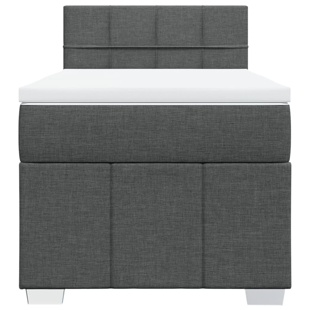 vidaXL Κρεβάτι Boxspring με Στρώμα Σκούρο Γκρι 100x200 εκ. Υφασμάτινο