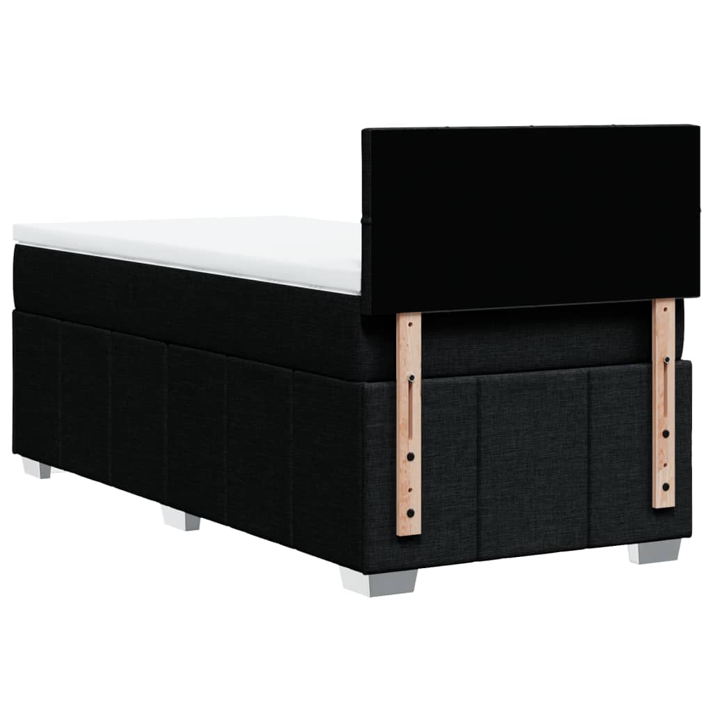 vidaXL Κρεβάτι Boxspring με Στρώμα Μαύρο 100 x 200 εκ. Υφασμάτινο