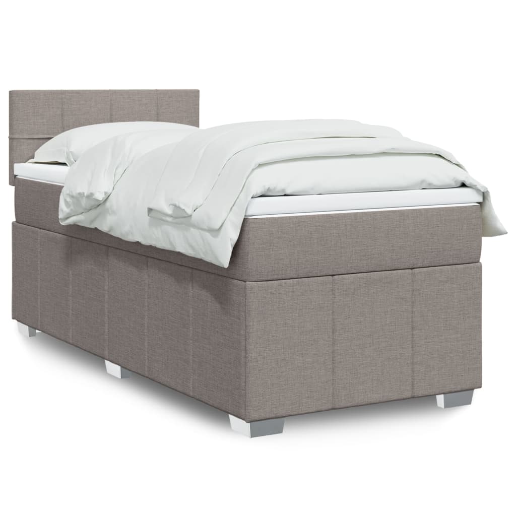 vidaXL Κρεβάτι Boxspring με Στρώμα Taupe 100 x 200 εκ. Υφασμάτινο