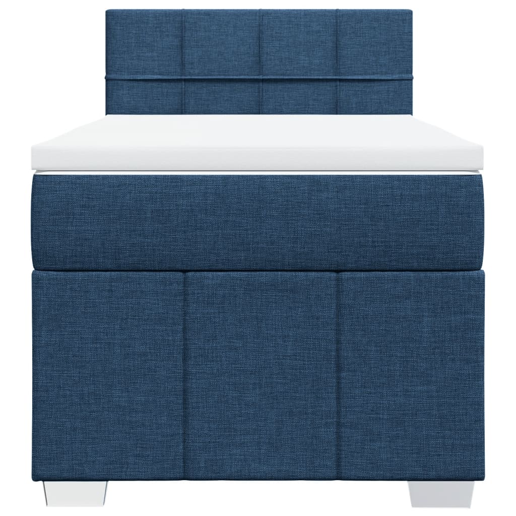 vidaXL Κρεβάτι Boxspring με Στρώμα Μπλε 100 x 200 εκ. Υφασμάτινο