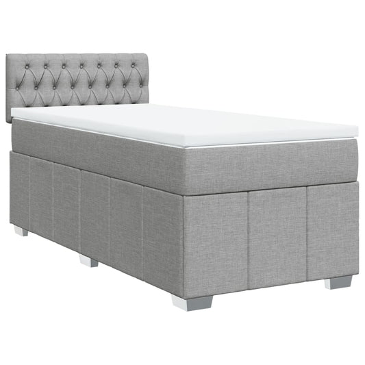 vidaXL Κρεβάτι Boxspring με Στρώμα Ανοιχτό Γκρι 100x200 εκ. Υφασμάτινο