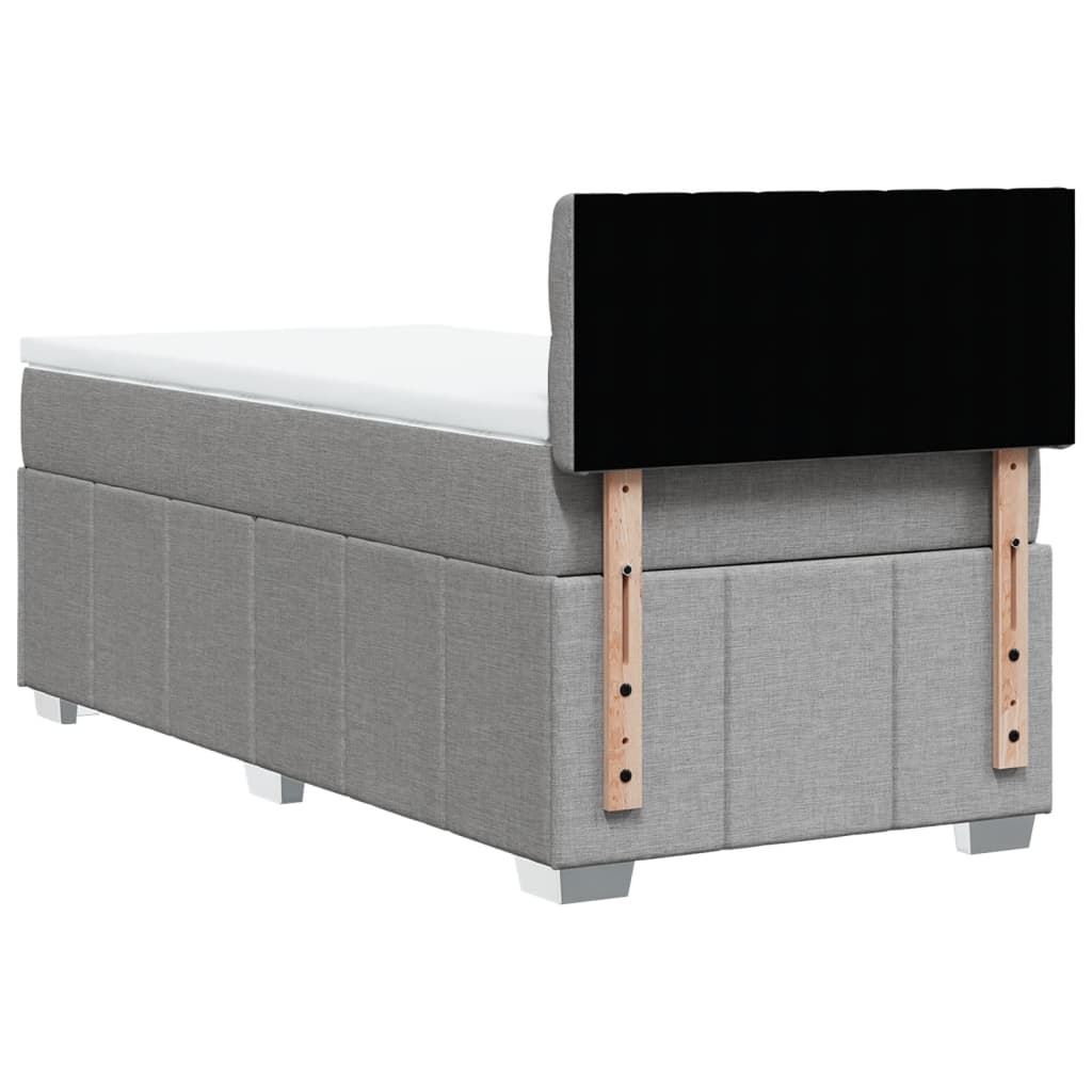 vidaXL Κρεβάτι Boxspring με Στρώμα Ανοιχτό Γκρι 100x200 εκ. Υφασμάτινο