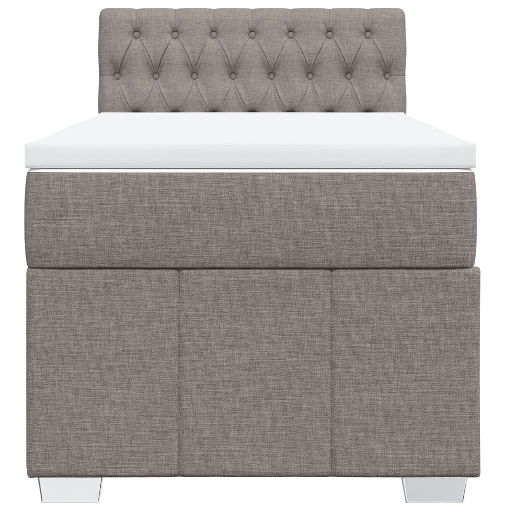 vidaXL Κρεβάτι Boxspring με Στρώμα Taupe 100 x 200 εκ. Υφασμάτινο