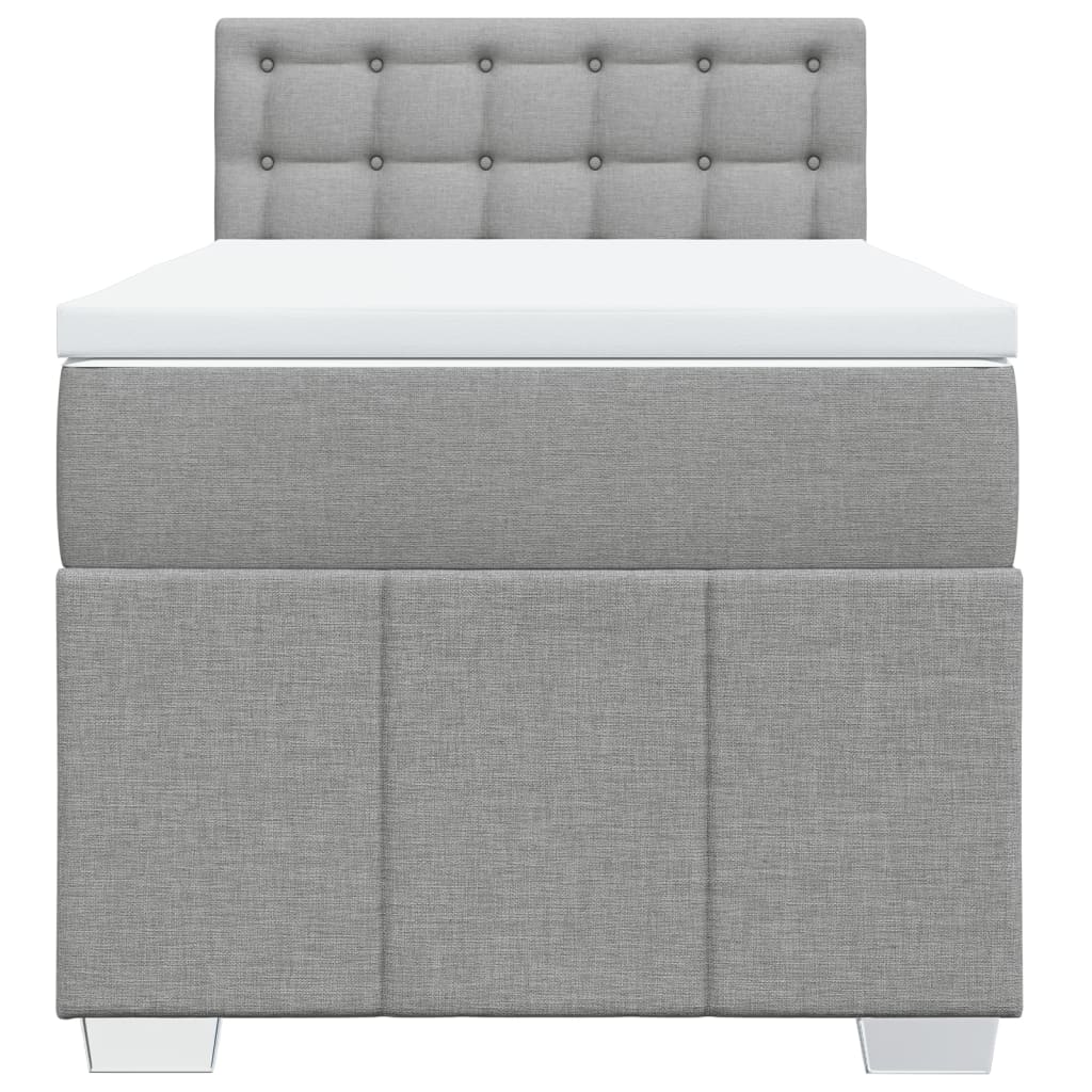 vidaXL Κρεβάτι Boxspring με Στρώμα Ανοιχτό Γκρι 100x200 εκ. Υφασμάτινο