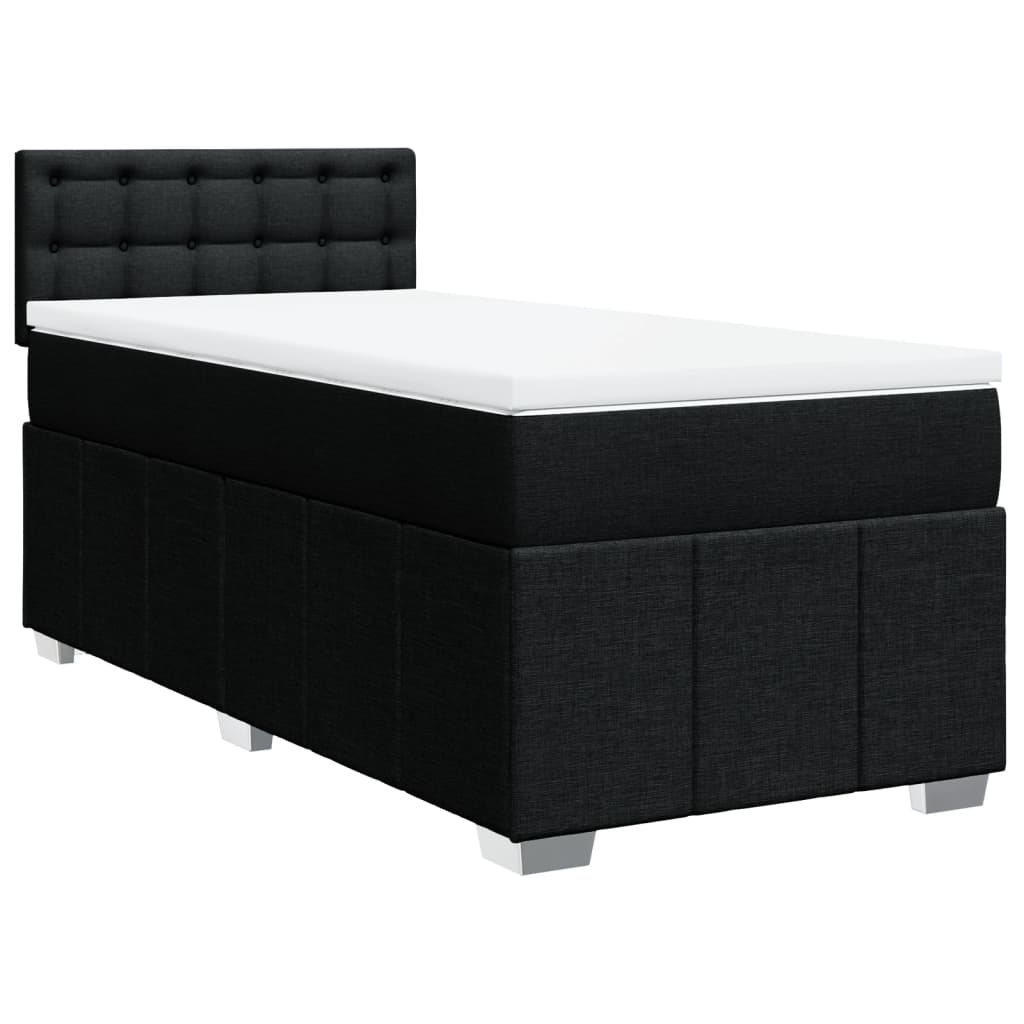 vidaXL Κρεβάτι Boxspring με Στρώμα Μαύρο 100 x 200 εκ. Υφασμάτινο