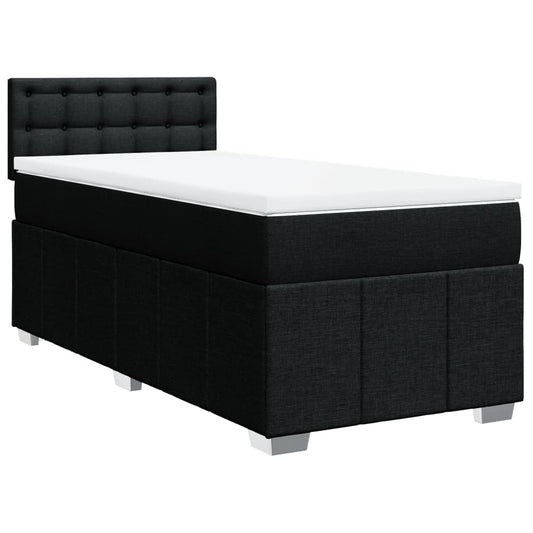 vidaXL Κρεβάτι Boxspring με Στρώμα Μαύρο 100 x 200 εκ. Υφασμάτινο