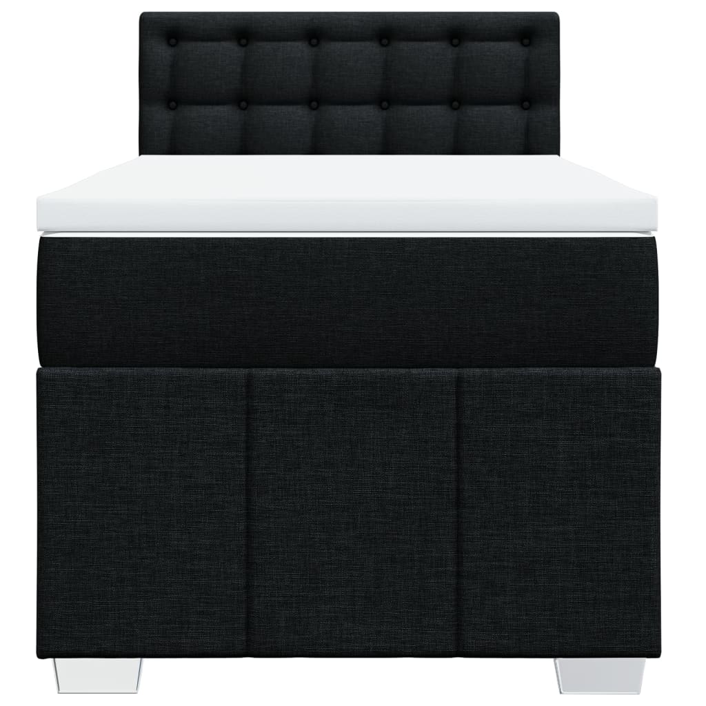 vidaXL Κρεβάτι Boxspring με Στρώμα Μαύρο 100 x 200 εκ. Υφασμάτινο