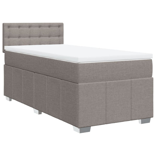 vidaXL Κρεβάτι Boxspring με Στρώμα Taupe 100 x 200 εκ. Υφασμάτινο