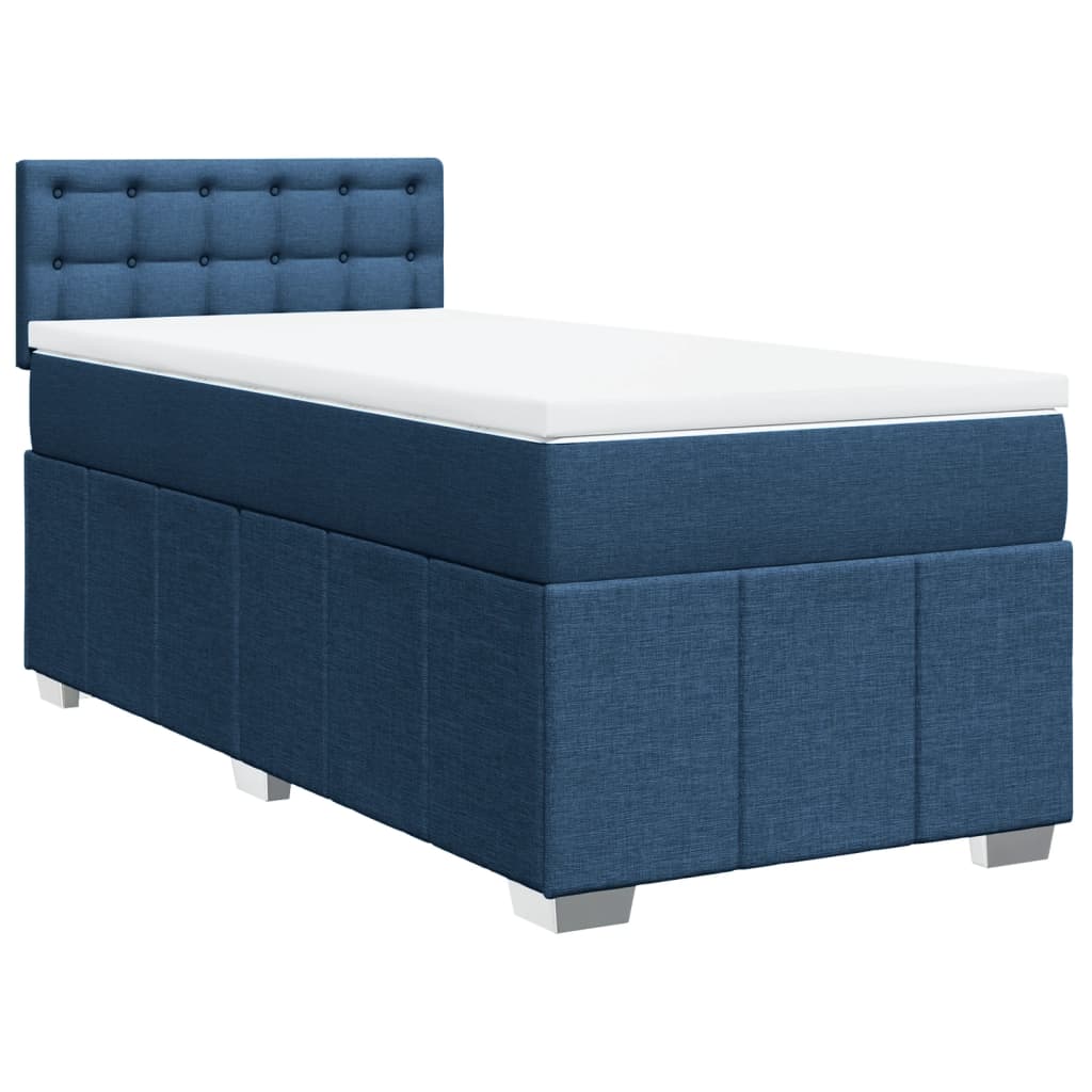 vidaXL Κρεβάτι Boxspring με Στρώμα Μπλε 100 x 200 εκ. Υφασμάτινο