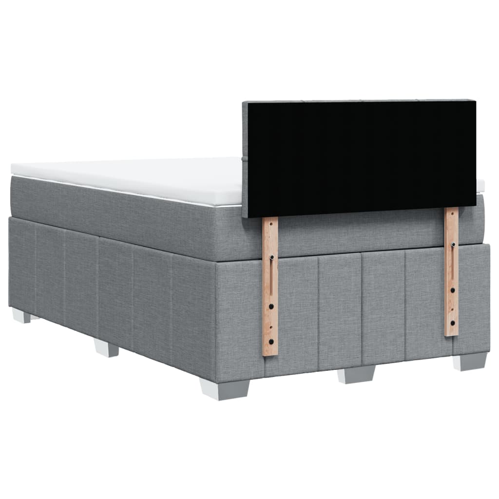 vidaXL Κρεβάτι Boxspring με Στρώμα Ανοιχτό Γκρι 120x190 εκ. Υφασμάτινο