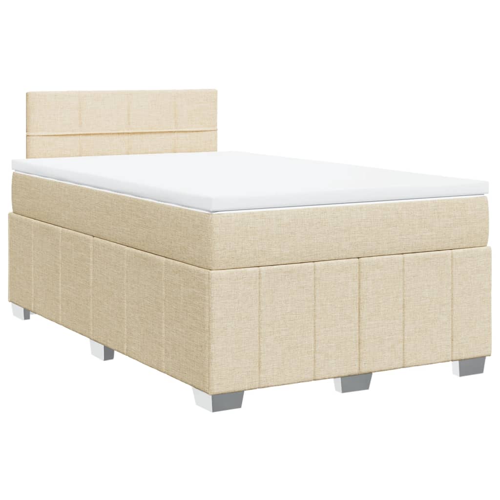 vidaXL Κρεβάτι Boxspring με Στρώμα Κρεμ 120x190 εκ. Υφασμάτινο