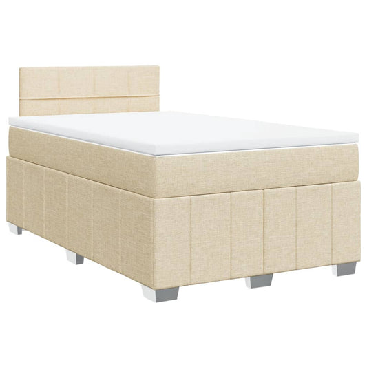 vidaXL Κρεβάτι Boxspring με Στρώμα Κρεμ 120x190 εκ. Υφασμάτινο