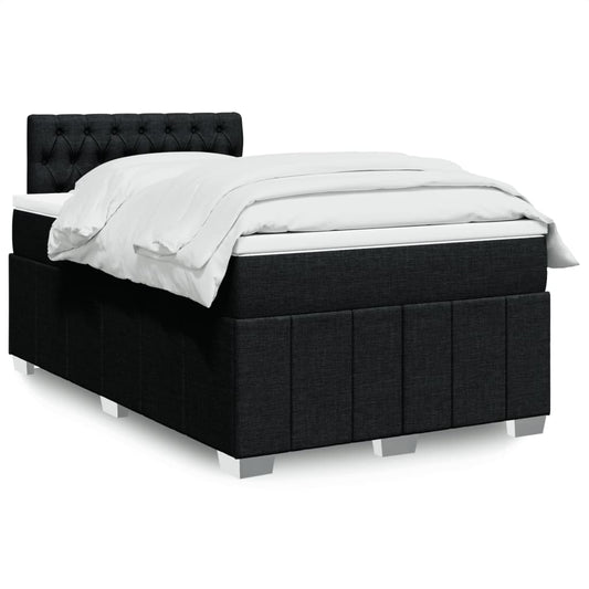 vidaXL Κρεβάτι Boxspring με Στρώμα Μαύρο 120x190 εκ. Υφασμάτινο