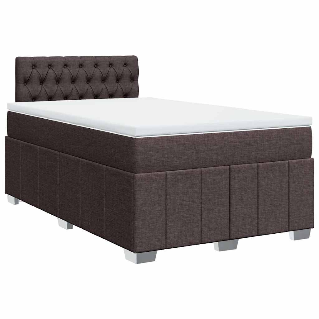 vidaXL Κρεβάτι Boxspring με Στρώμα Σκούρο Καφέ 120x190 εκ Υφασμάτινο