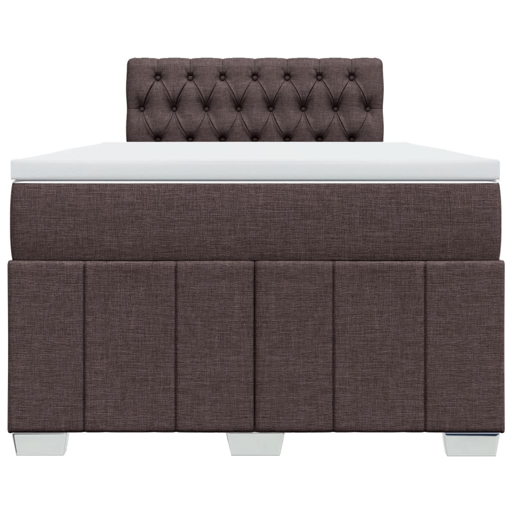 vidaXL Κρεβάτι Boxspring με Στρώμα Σκούρο Καφέ 120x190 εκ Υφασμάτινο