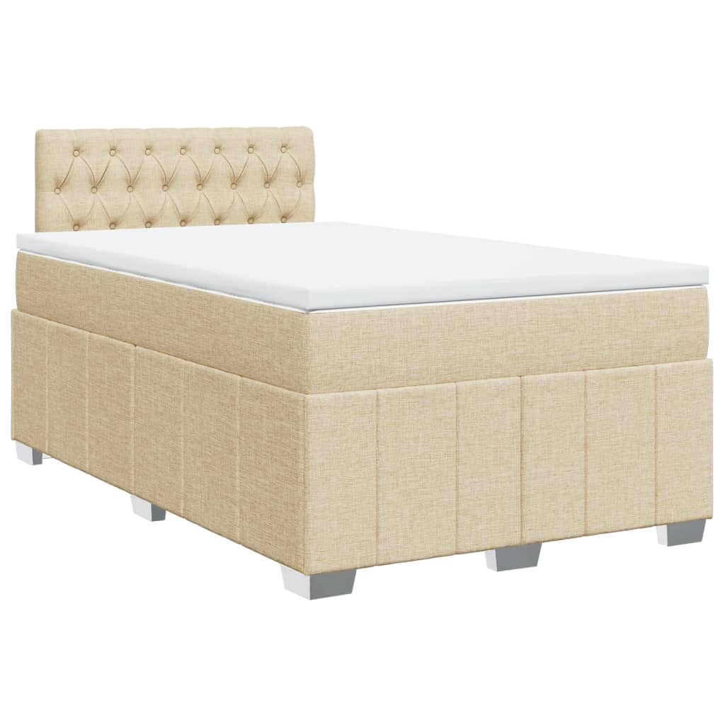 vidaXL Κρεβάτι Boxspring με Στρώμα Κρεμ 120x190 εκ. Υφασμάτινο