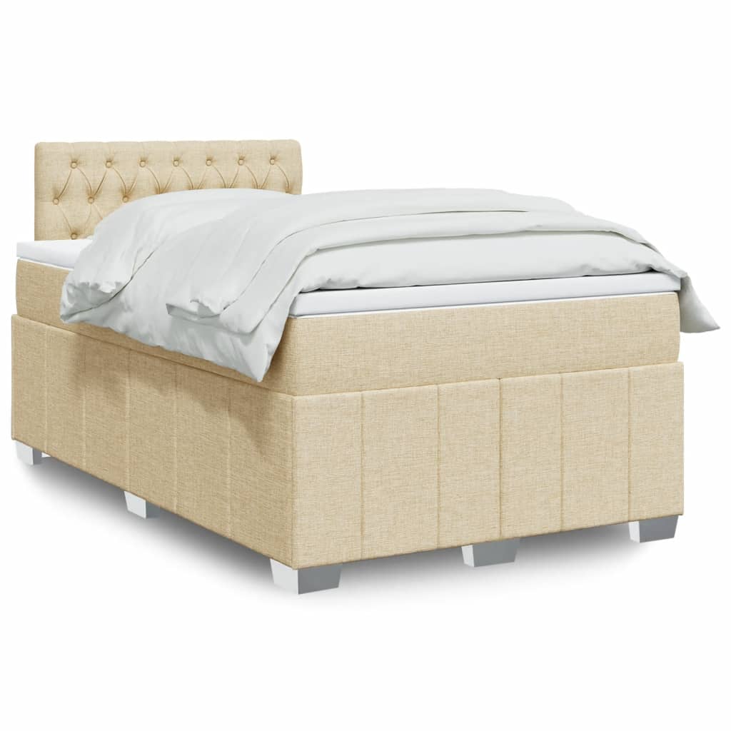 vidaXL Κρεβάτι Boxspring με Στρώμα Κρεμ 120x190 εκ. Υφασμάτινο