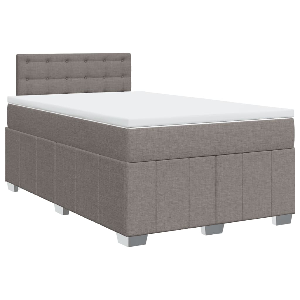 vidaXL Κρεβάτι Boxspring με Στρώμα Taupe 120x190 εκ. Υφασμάτινο
