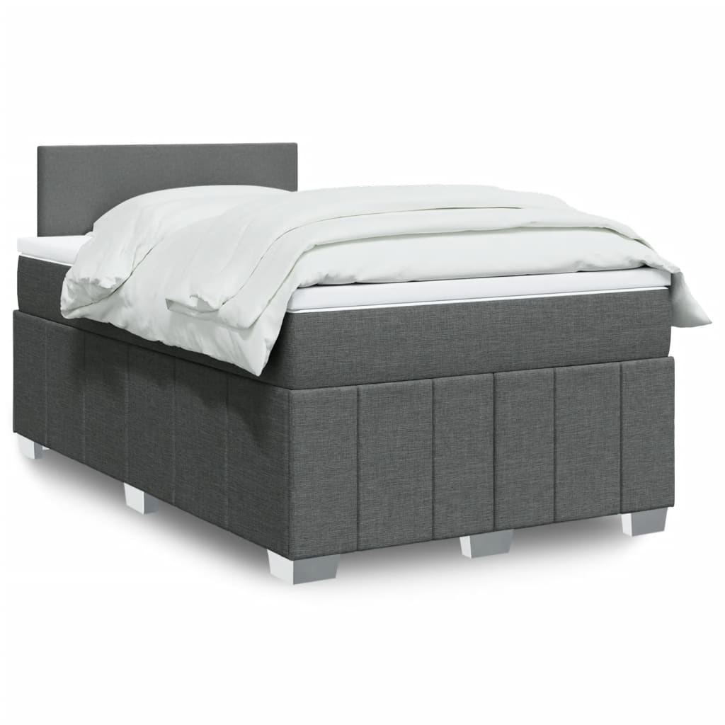 vidaXL Κρεβάτι Boxspring με Στρώμα Σκούρο Γκρι 120x200 εκ. Υφασμάτινο