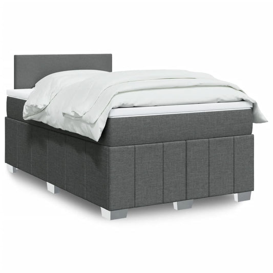vidaXL Κρεβάτι Boxspring με Στρώμα Σκούρο Γκρι 120x200 εκ. Υφασμάτινο