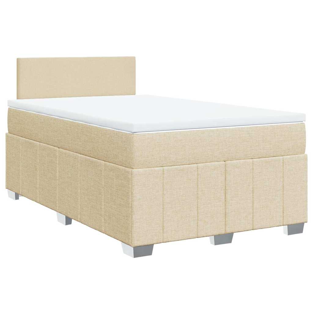 vidaXL Κρεβάτι Boxspring με Στρώμα Κρεμ 120x200 εκ. Υφασμάτινο