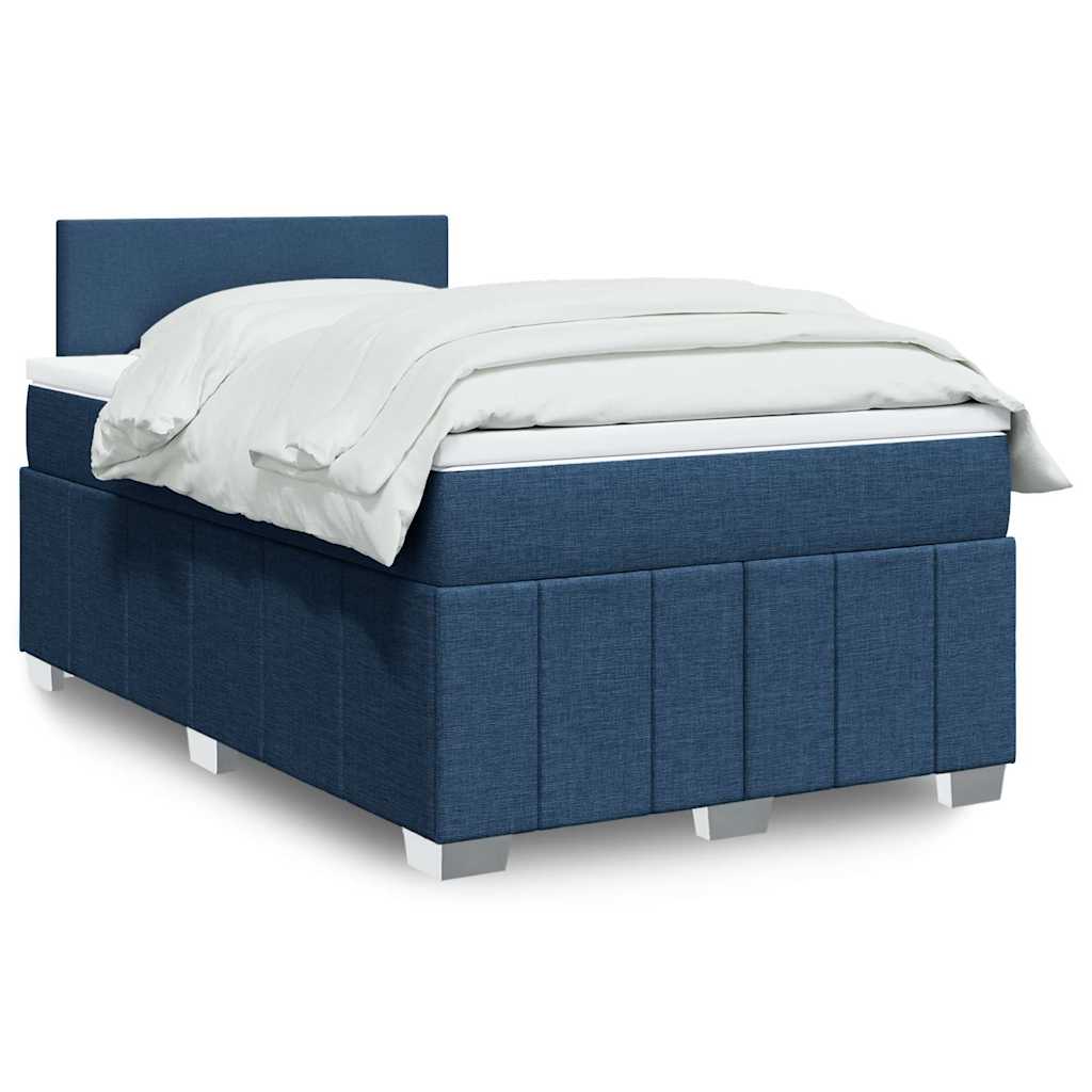 vidaXL Κρεβάτι Boxspring με Στρώμα Μπλε 120x200 εκ. Υφασμάτινο