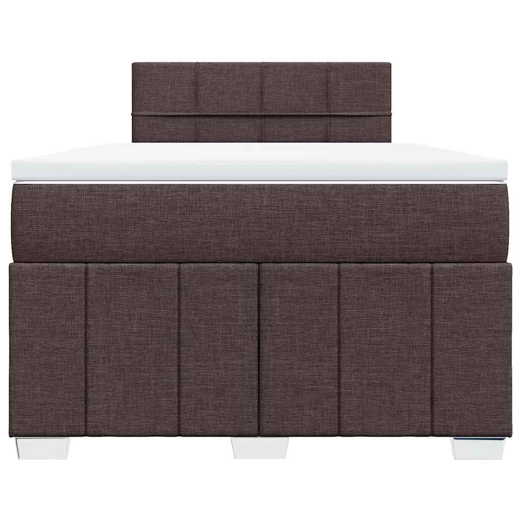 vidaXL Κρεβάτι Boxspring με Στρώμα Σκούρο Καφέ 120x200 εκ. Υφασμάτινο