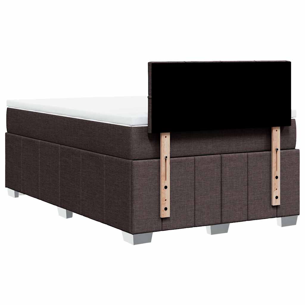 vidaXL Κρεβάτι Boxspring με Στρώμα Σκούρο Καφέ 120x200 εκ. Υφασμάτινο