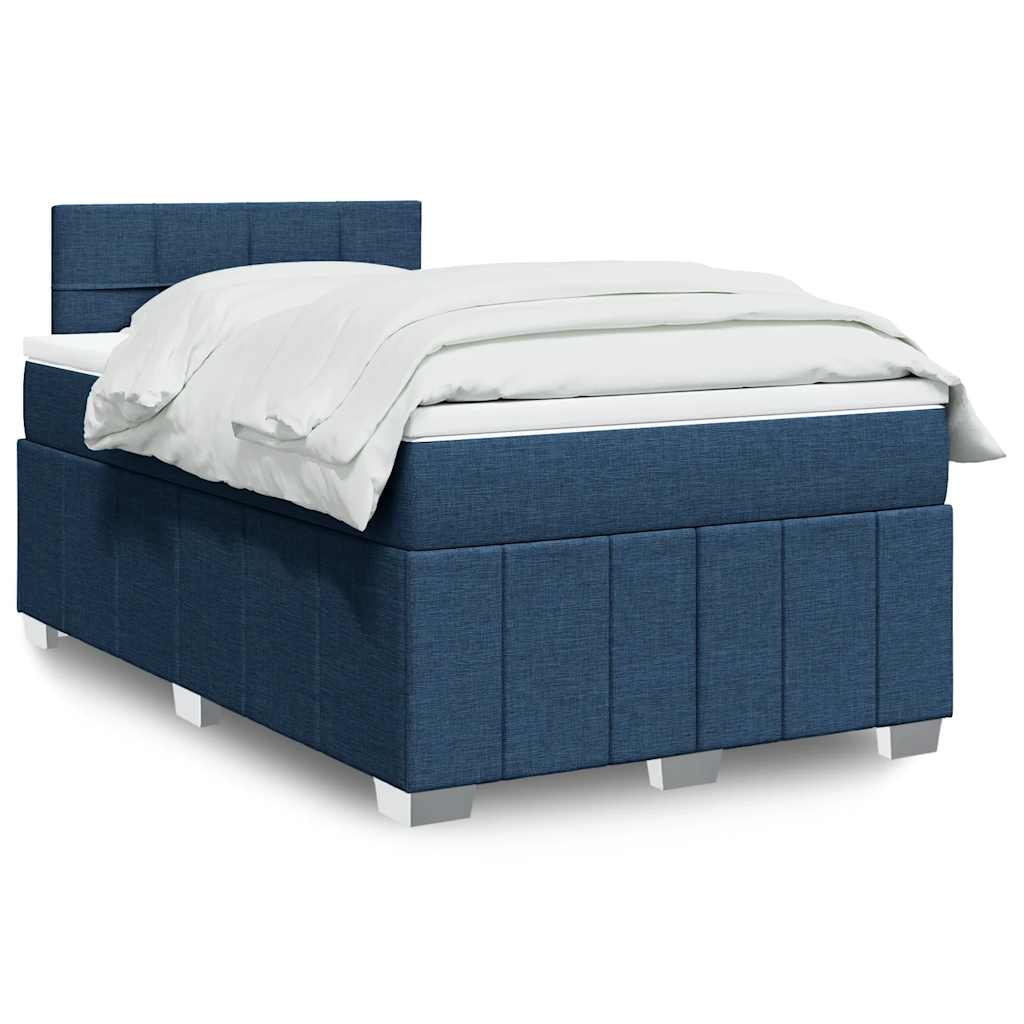 vidaXL Κρεβάτι Boxspring με Στρώμα Μπλε 120x200 εκ. Υφασμάτινο