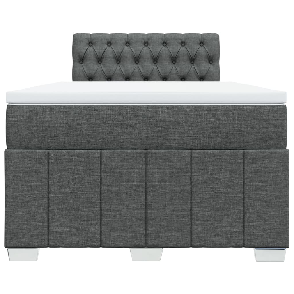 vidaXL Κρεβάτι Boxspring με Στρώμα Σκούρο Γκρι 120x200 εκ. Υφασμάτινο