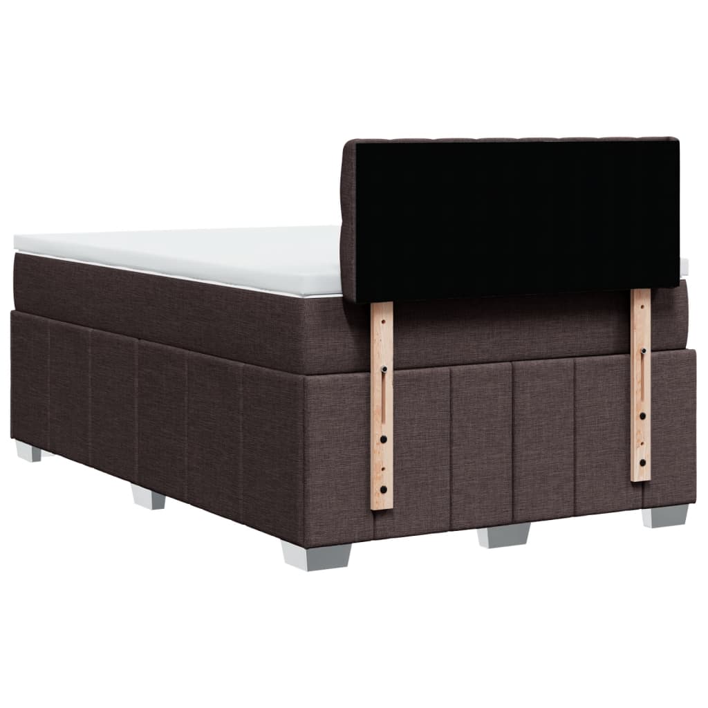 vidaXL Κρεβάτι Boxspring με Στρώμα Σκούρο Καφέ 120x200 εκ. Υφασμάτινο