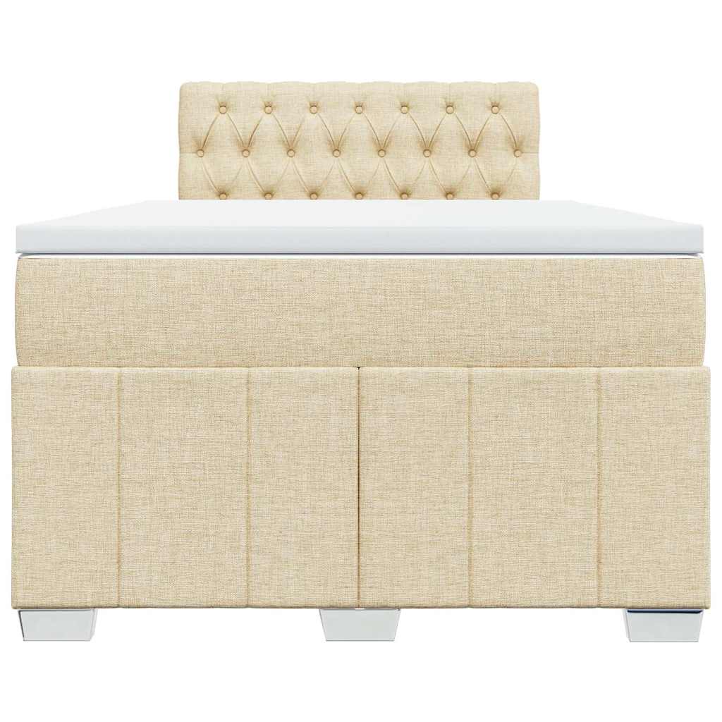 vidaXL Κρεβάτι Boxspring με Στρώμα Κρεμ 120x200 εκ. Υφασμάτινο