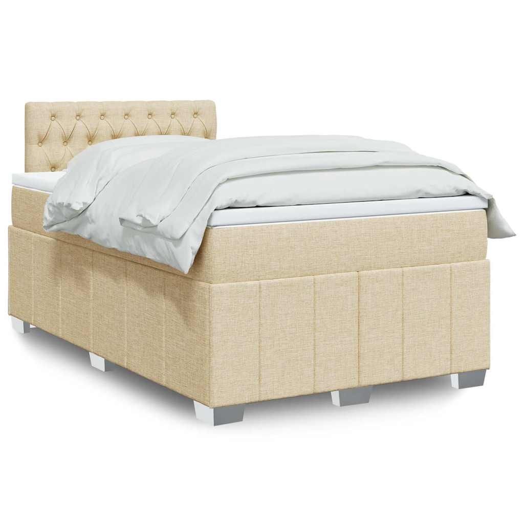 vidaXL Κρεβάτι Boxspring με Στρώμα Κρεμ 120x200 εκ. Υφασμάτινο